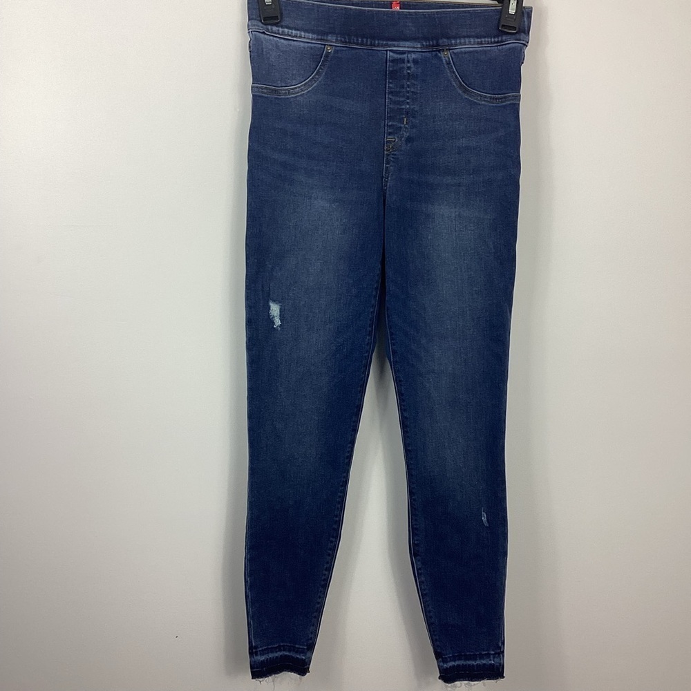 SPANX Distressed Skinny Jeans Raw Hem Size Medium